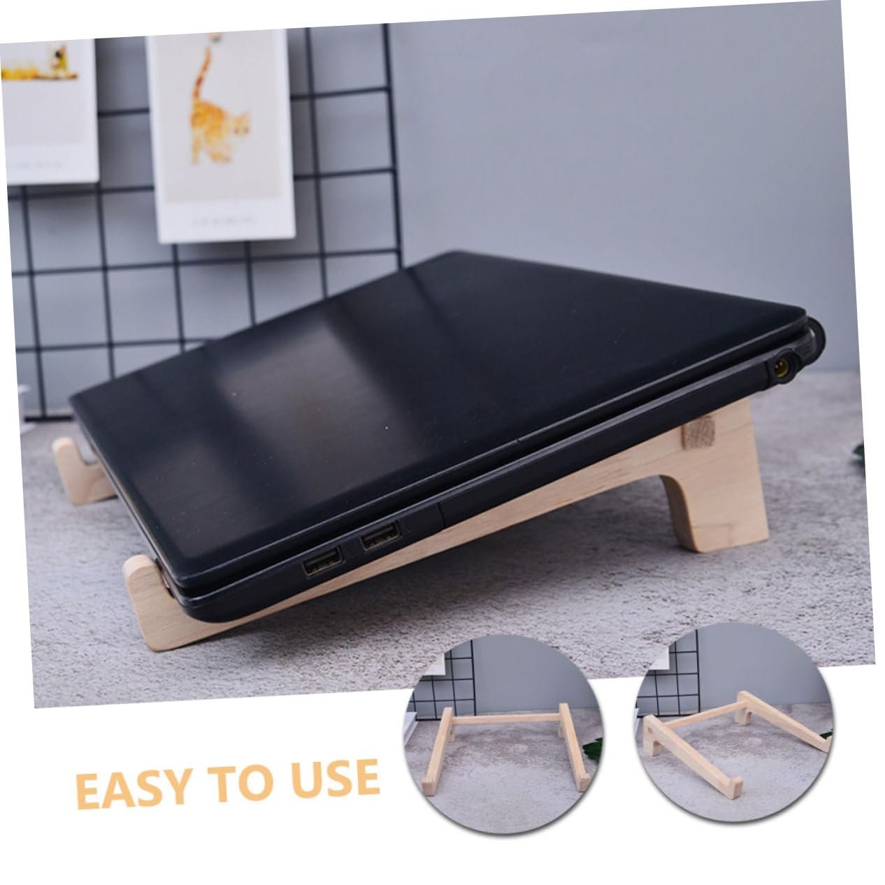 Підставка для ноутбука Деревʼяна Регульована по висоті з протиковзкими накладками Компактний дизайн, фото №7 Підставка для ноутбука Деревʼяна Регульована по висоті з протиковзкими накладками Компактний дизайн, фото №7
