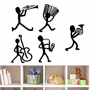Наклейки на стіну Music Band 5 шт. чорні PVC - Фото 1