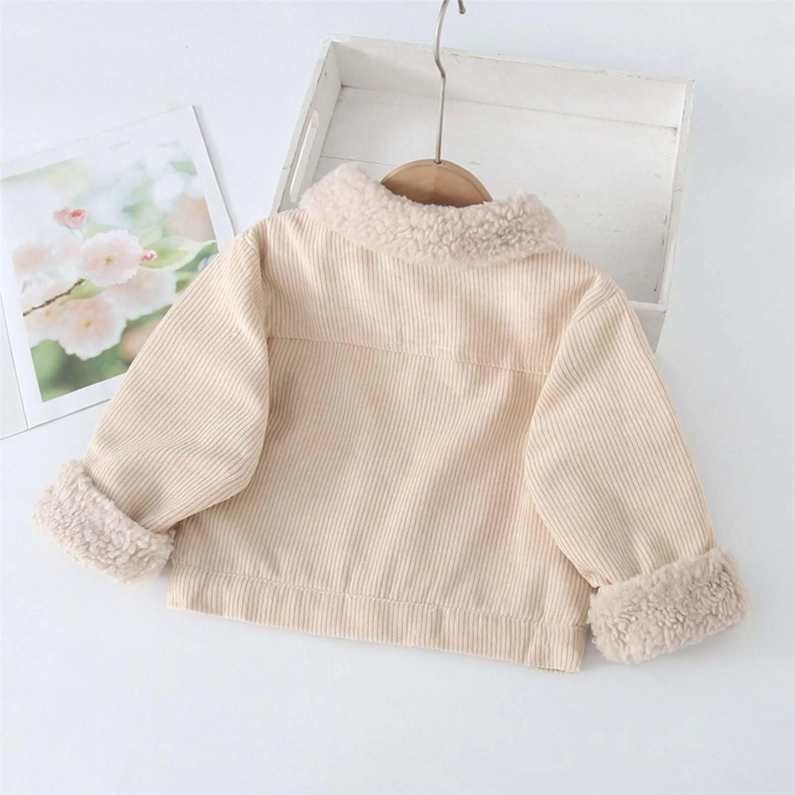 Зимняя куртка Generisch Corduroy с флисовой подкладкой для мальчиков, утепленная, теплая, верхняя одежда для малышей, детей, для повседневного отдыха, фото №2