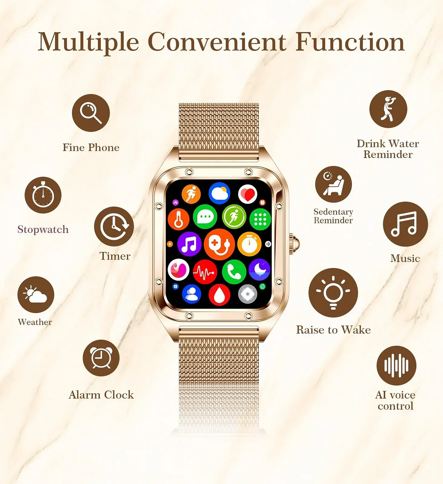 Смарт-годинник жіночий Betatree 1.6 дюйми, фітнес-трекер, монітор серцевого ритму/SpO2/сну, 19 видів спорту, крокомір, секундомір, сумісний з Android iOS, фото №6 Смарт-годинник жіночий Betatree 1.6 дюйми, фітнес-трекер, монітор серцевого ритму/SpO2/сну, 19 видів спорту, крокомір, секундомір, сумісний з Android iOS, фото №6