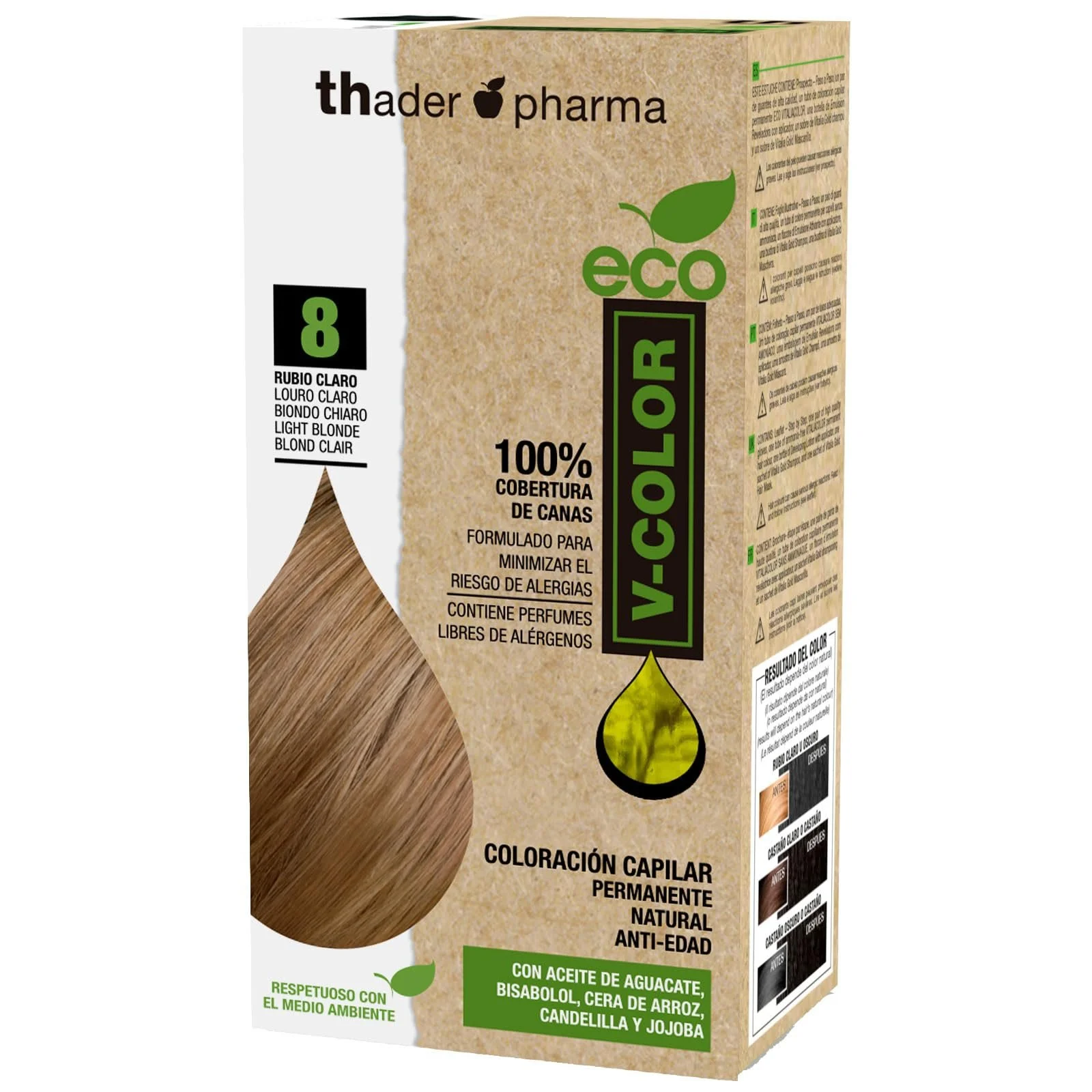 Фарба для волосся Th Pharma ECO V-Color Kit Permanent Hair Colour без аміаку, 100% покриття сивини, 120 мл, № 8 Світлий Блондин, фото №1 Фарба для волосся Th Pharma ECO V-Color Kit Permanent Hair Colour без аміаку, 100% покриття сивини, 120 мл, № 8 Світлий Блондин, фото №1