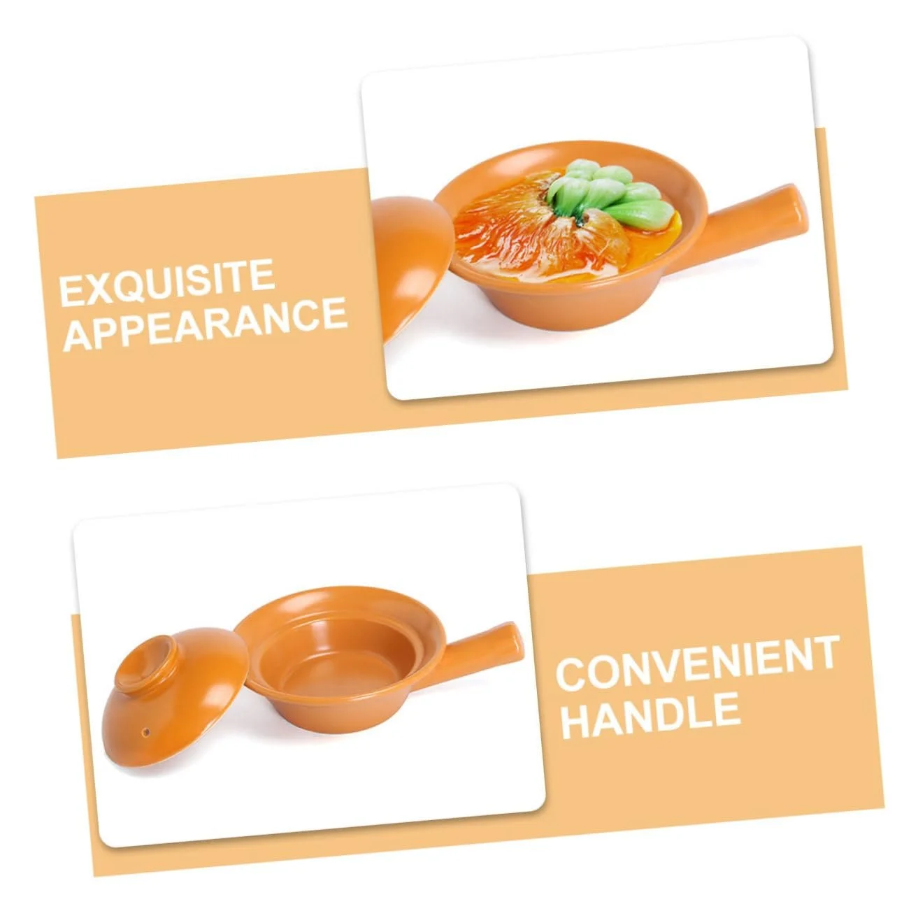 Керамический горшок GALPADA с ручкой термостойкий для микроволновой печи плиты и духовки компактный стильный, фото №3