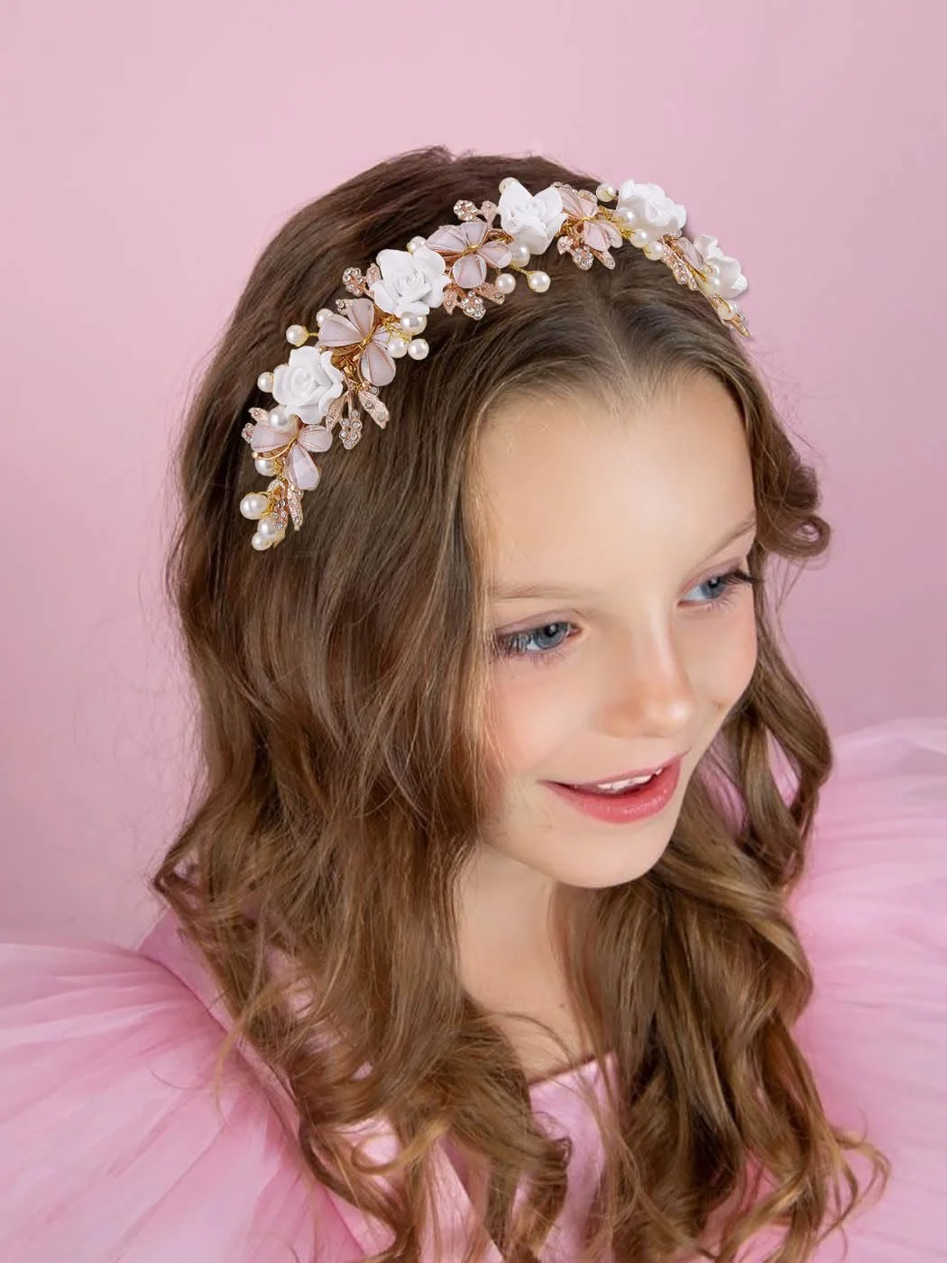 Обруч Квітка Бренд IYOU Квітка Метелик Принцеса Перли Листя Золотий, фото №6 Обруч Квітка Бренд IYOU Квітка Метелик Принцеса Перли Листя Золотий, фото №6