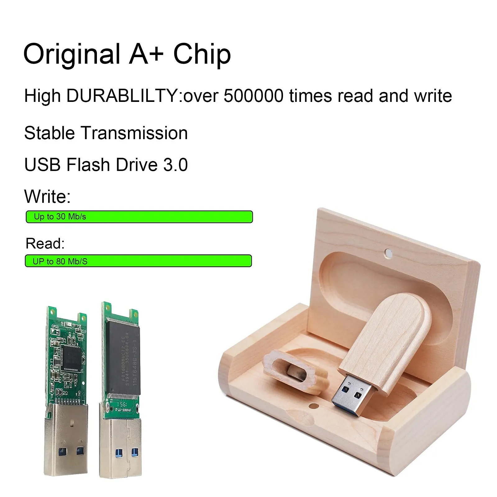 USB-накопичувач Wooden 128 GB USB 3.0 з дерев'яною коробкою Wood, фото №2 USB-накопичувач Wooden 128 GB USB 3.0 з дерев'яною коробкою Wood, фото №2