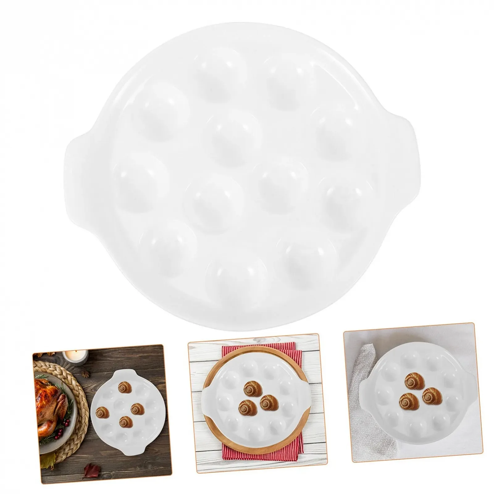 Форма для запекания улиток INOOMP Керамическая 12 отверстий С ручкой Белая, фото №8