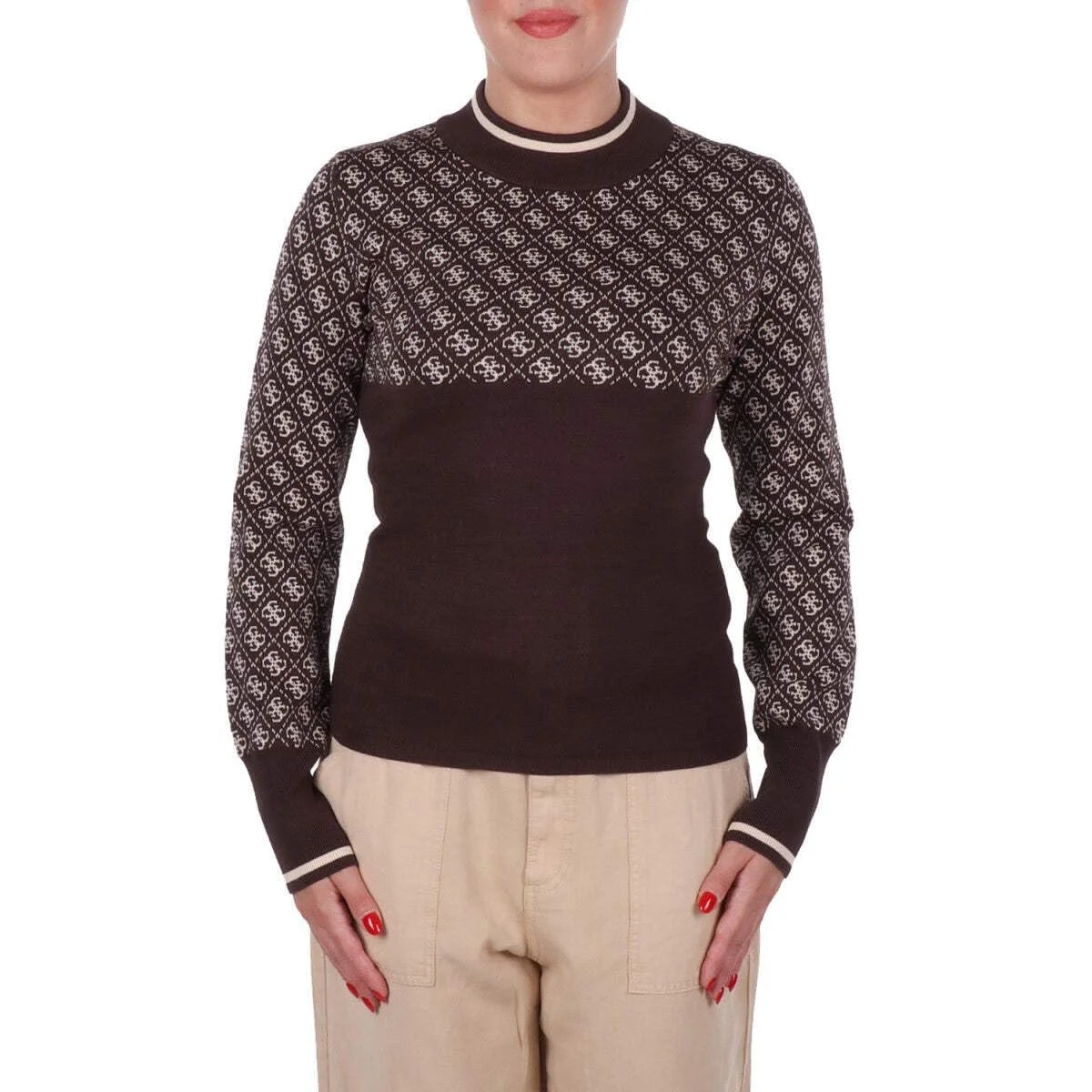 Світшот GUESS Jeans Lise Fn0t Dark Coffee Biscotti, коричневий, Small, фото №1