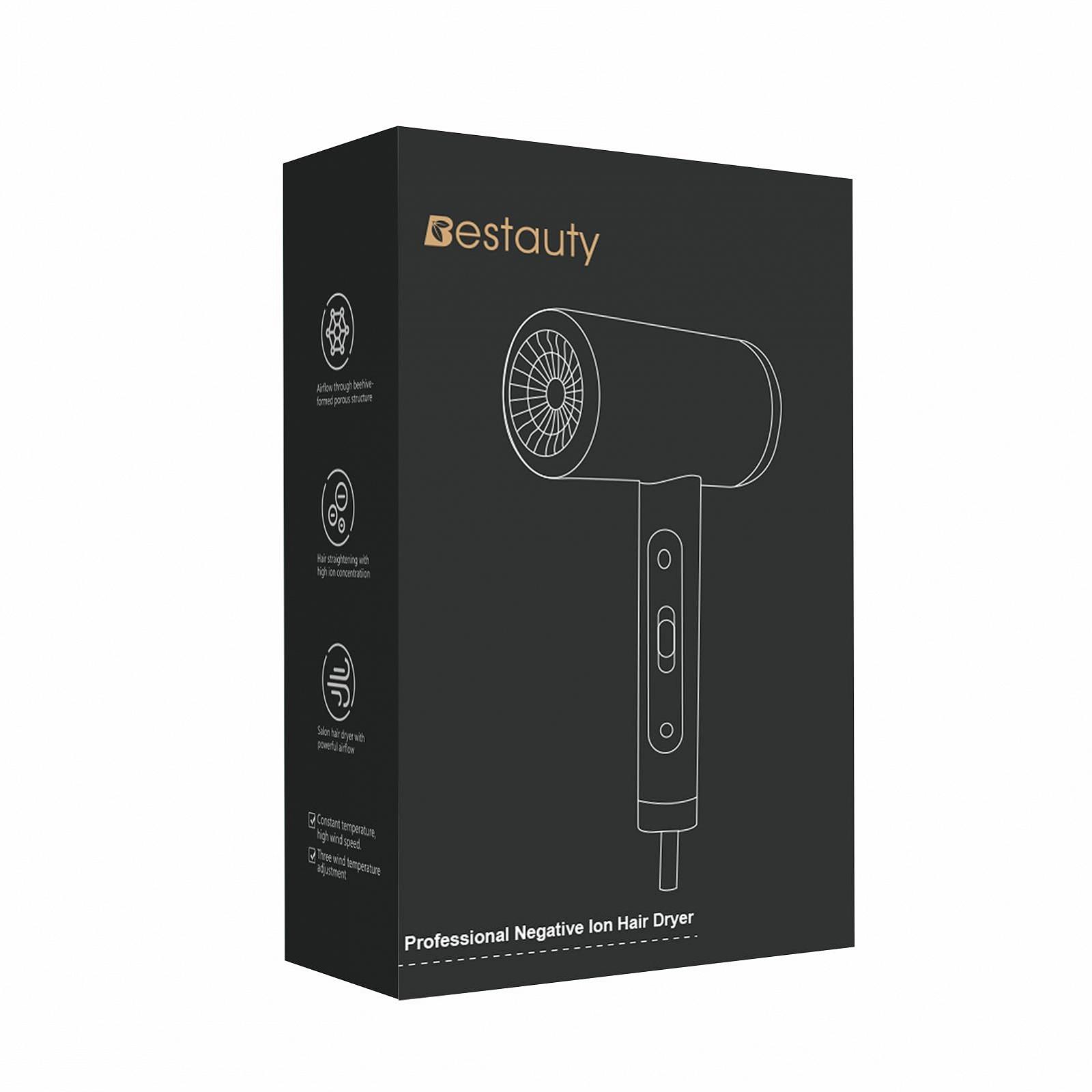 Фен Bestauty, профессиональный, с ионной функцией, 2000 Вт, черный с золотом, фото №8