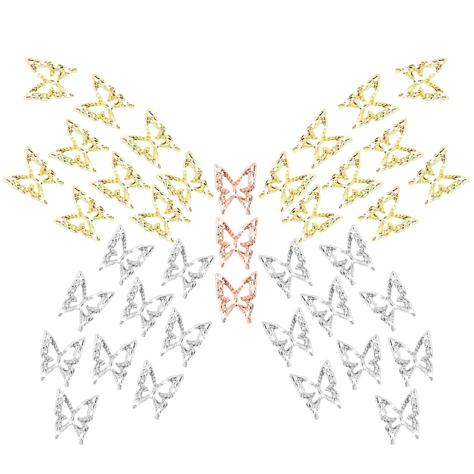 3D Украшения для ногтей Amaxiu, Бабочки, 80 шт., Золотой, Серебряный, Розовое золото, фото №1