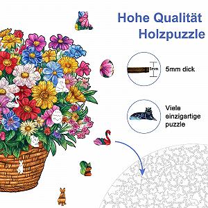 Пазл деревянный Flowers Unique Wooden Puzzle Animal Shape 283 элемента L 35.6 x 34.4 см synthetic.ua - Фото 1