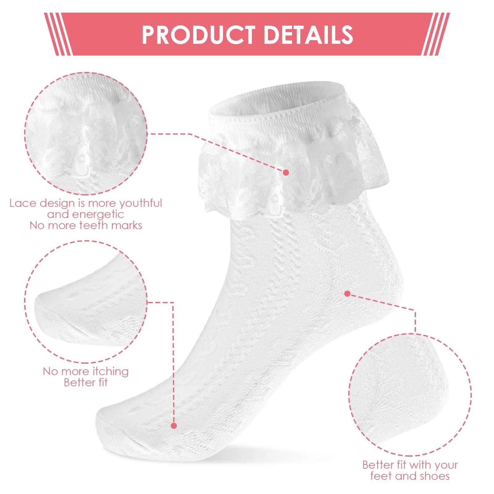 Шкарпетки Sibba Ruffle Liner мереживні, до щиколотки, 1 пара, фото №5