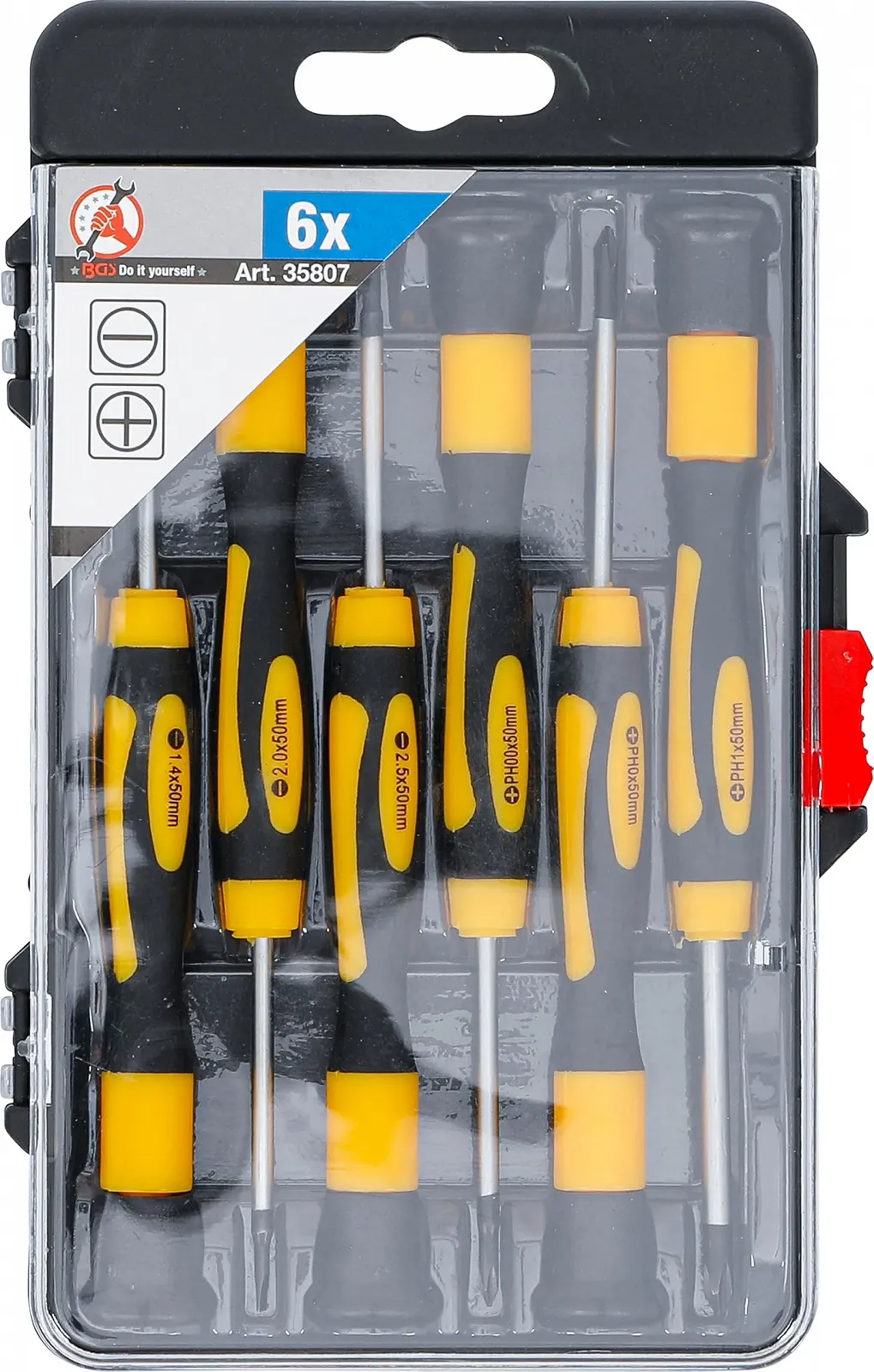 Набір прецизійних викруток Kraftmann 35807 Slotted/Phillips 6 шт Black/Yellow, фото №4