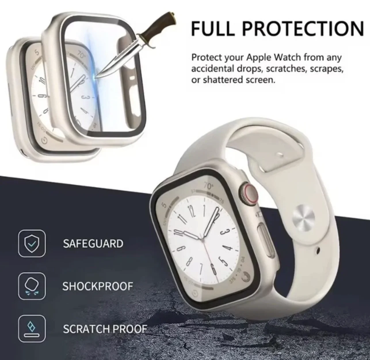 Захисний кейс зі склом для Apple Watch 46 мм Прозорий, фото №2