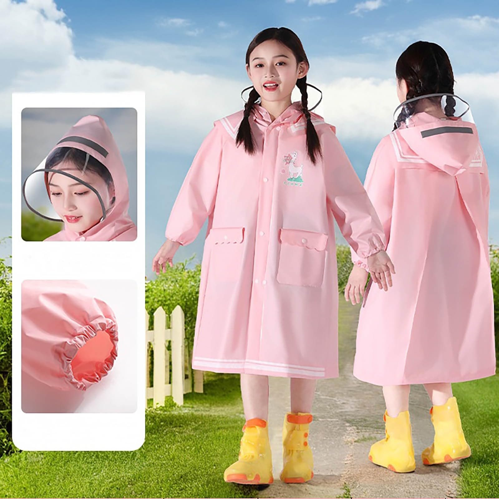 Дощовик Beokeuioe Довгий водонепроникний з капюшоном для дівчат, фото №9 Дощовик Beokeuioe Довгий водонепроникний з капюшоном для дівчат, фото №9