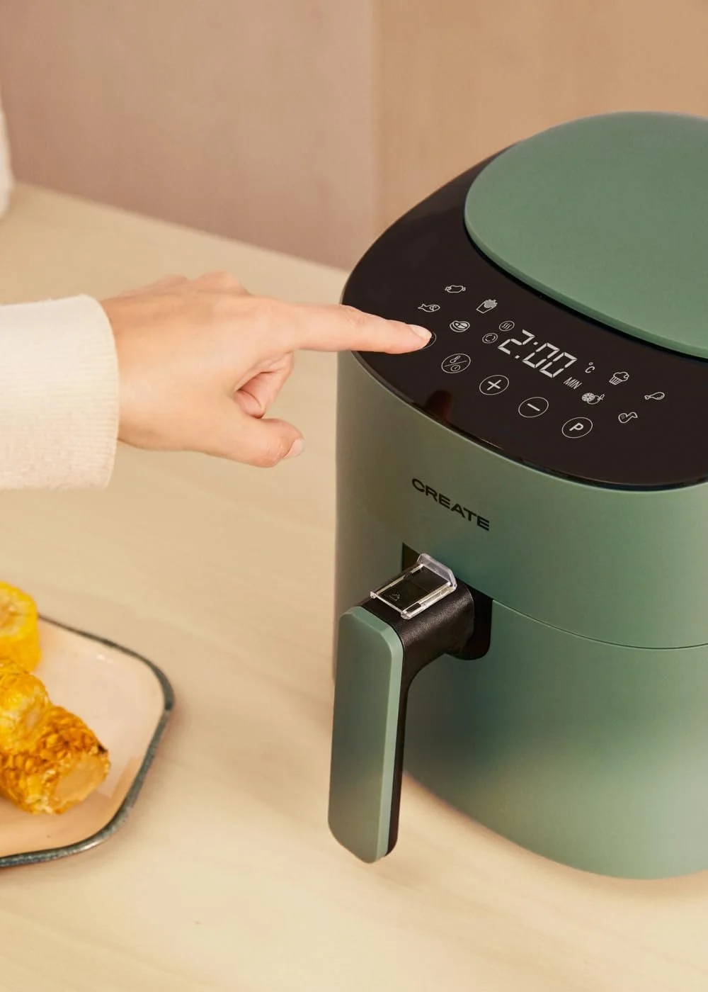 Мультипечь CREATE Fryer Air Pro Compact 3.5 л 8 программ 1300 Вт 360º Air Circulation Шалфейный зеленый, фото №6