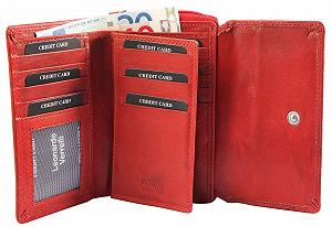 Кошелек Женский LEONARDO VERRELLI 3000292 Кожаный Защита RFID 14 x 10 см, Красный, отделение для монет synthetic.ua - Фото 1