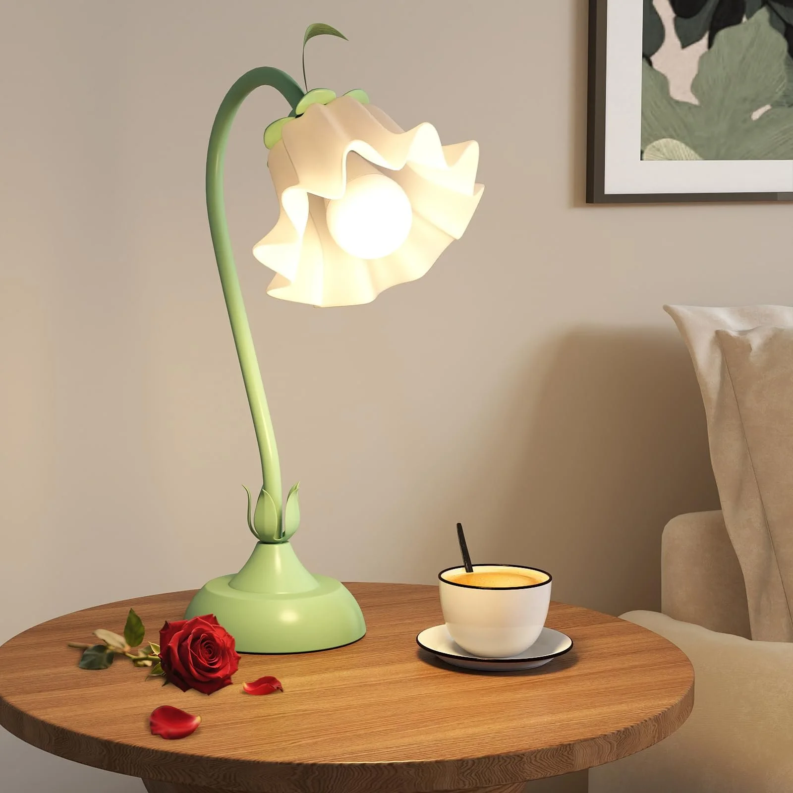 Настільна лампа COSTWAY у формі квітки конвалії з акриловим плафоном E27, фото №7