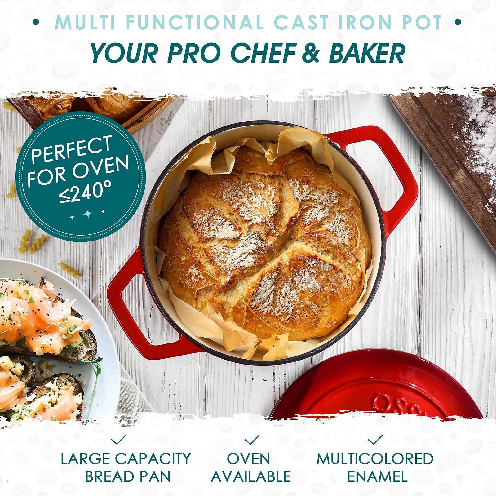 Кастрюля-жаровня vancasso чугунная эмалированная круглая с крышкой, 26 см, 5 л Красная, фото №3