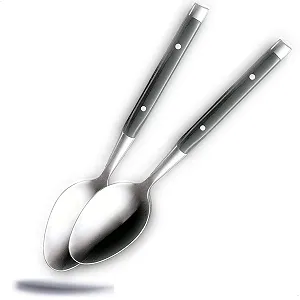 Ложка Kerafactum Набор из 2 суповых ложек из нержавеющей стали с черными ручками в стиле кантри-хаус - Фото 1