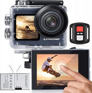 Exprotrek Екшн-камера 4K Водонепроникна Екшн-камера 40 м Ultra HD 20MP Екшн-камера 170° Ультраширокий кут WiFi ВідеоЕкшн-камера ICE стабілізація з подвійною батареєю 1350 мАг - Фото 1
