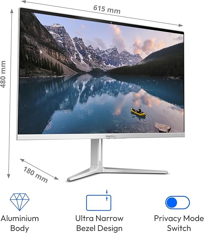 Моноблок 27" Medion (Lenovo Group) Akoya E27419 | 14-ядерний Intel Core i7-13700H | IPS (1920x1080) FullHD | RAM 16 ГБ | SSD NVME 1 ТБ | Intel Graphics | Wi-Fi 6E | Bluetooth 5.2 | Тонкий металевий корпус | Win11 (5168), фото №3