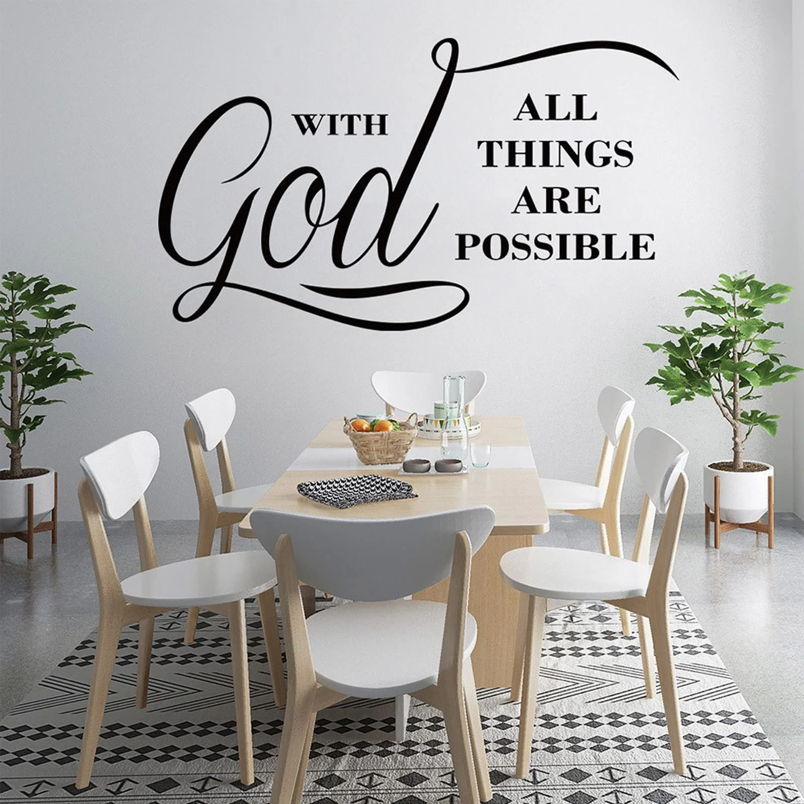 Наклейка на стену All Things are Possible with God Inspirational Quote Vinyl 1 шт., фото №4