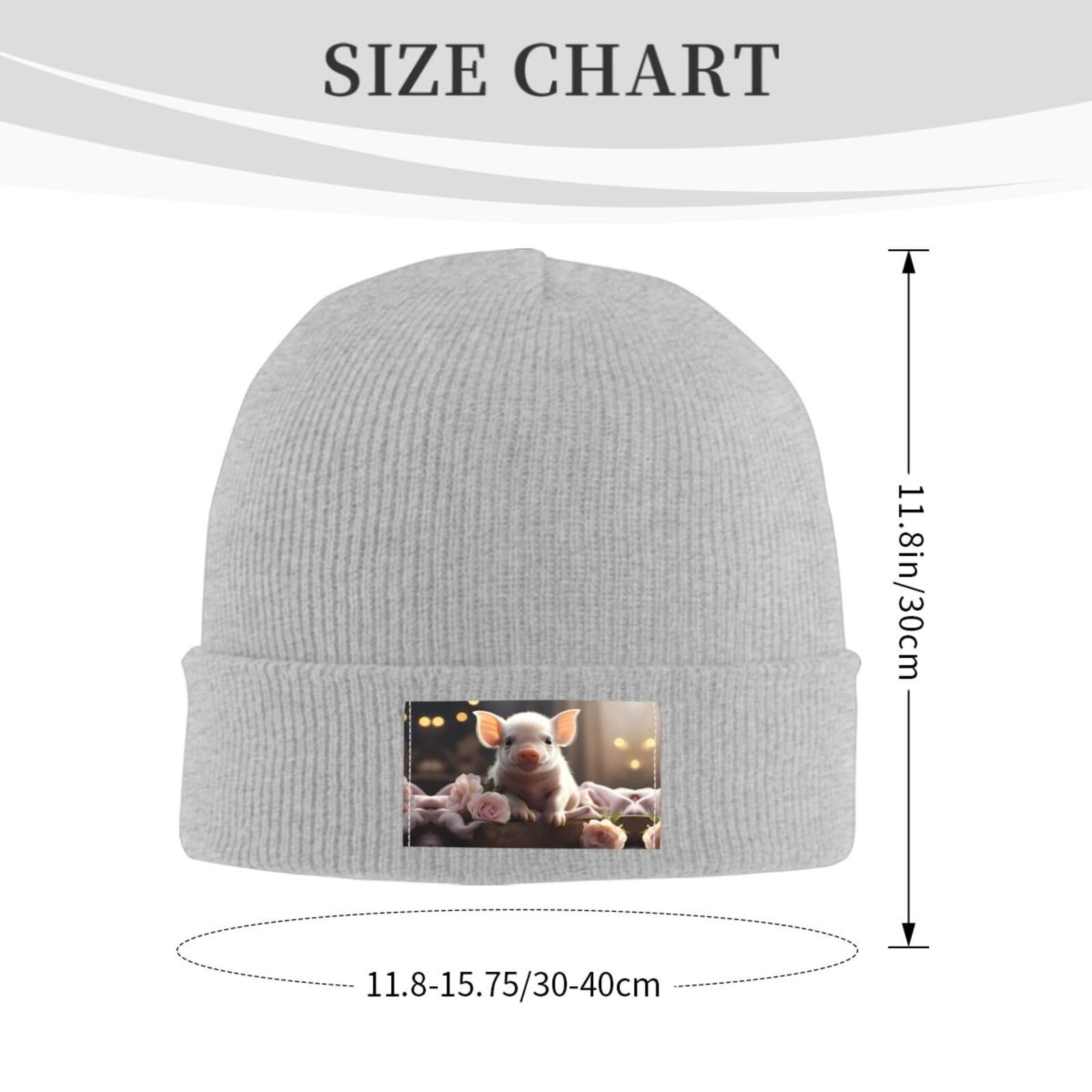 Шапка вязаная BROLEO Черный, узор милого поросенка, фото №2