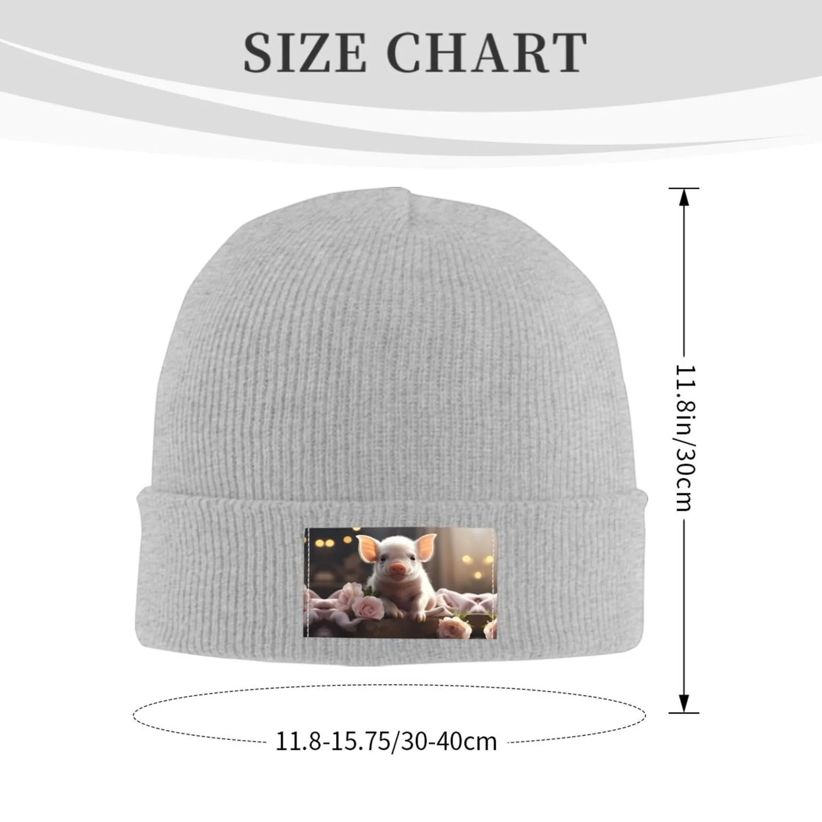 Шапка в'язана BROLEO Чорний, візерунок милого поросяти, фото №2