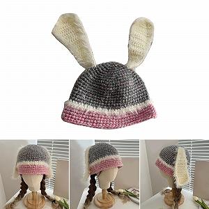 В'язана шапка з кролячими вушками Ldabrye для дівчат - Фото 1
