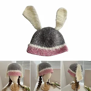 Вязаная шапка с кроличьими ушками Ldabrye для девочек - Фото 1