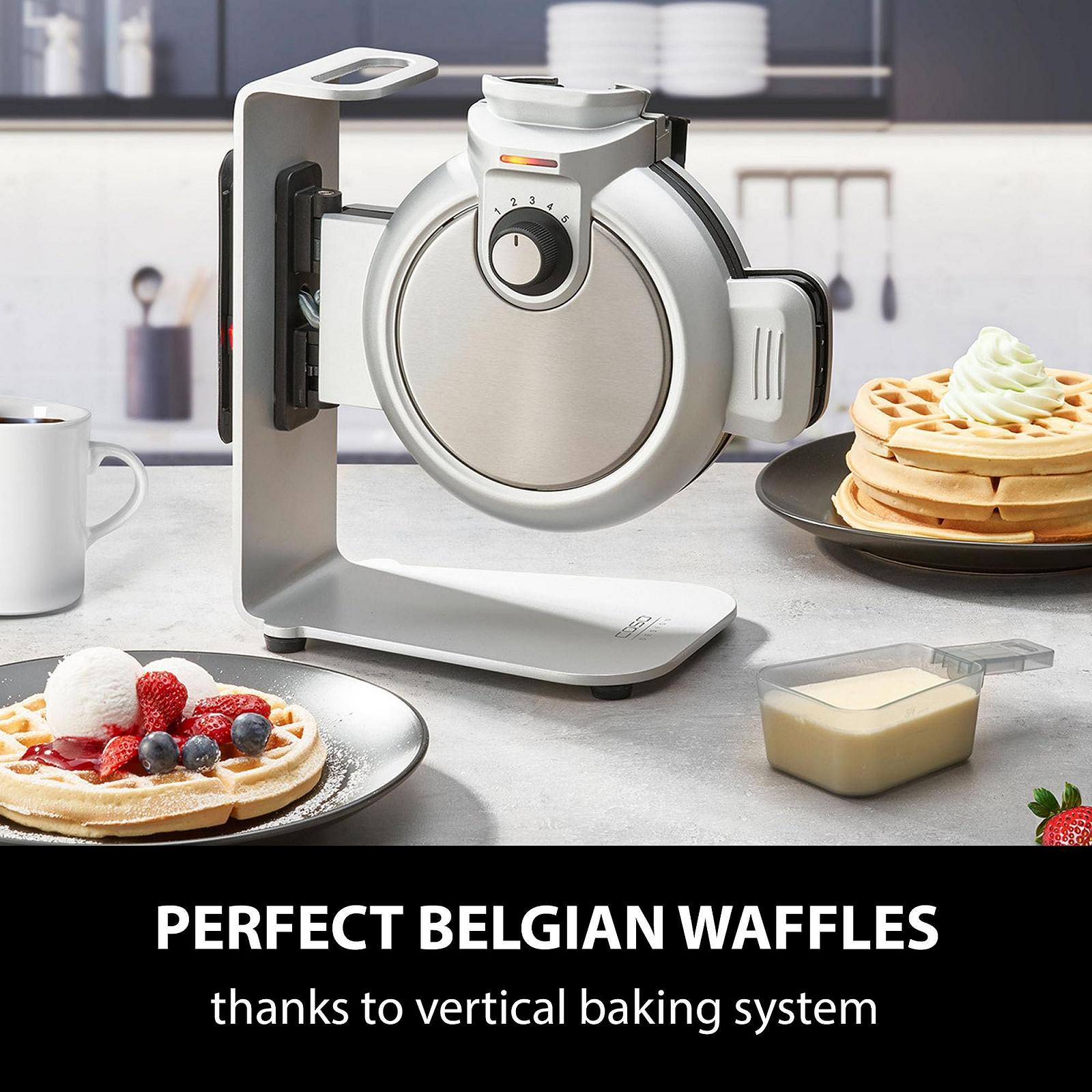 Вафельниця CASO WaffleUp Вертикальна для бельгійських вафель, 5 рівнів підсмажування, з подвійним антипригарним покриттям, срібляста, фото №3