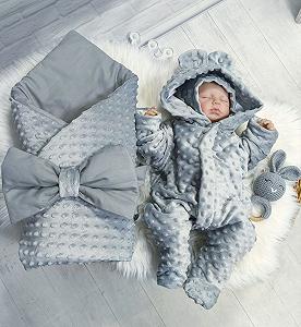 Купити Набір на виписку демісезон, утеплювач виймається Плюш сірий - Фото 1 Набір на виписку демісезон, утеплювач виймається Плюш сірий - Фото 1