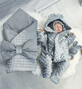 Набір на виписку демісезон, утеплювач виймається Плюш сірий - Фото 1