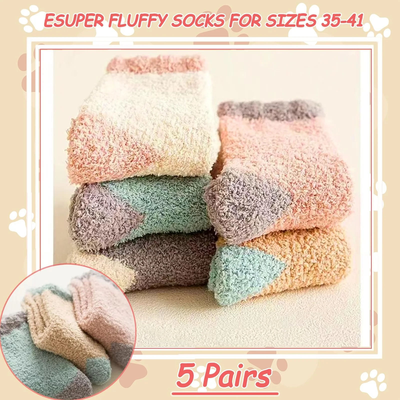 Шкарпетки Жіночі Плюшеві (5 пар) Coral Fleece Розмір 36-42, фото №5