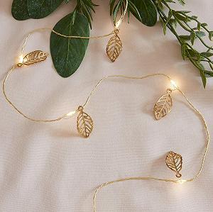 Гирлянда Lights4fun 20 Gold Leaf Warm White Micro LED, золотая - Фото 1
