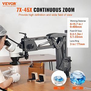 Микроскоп VEVOR Multi Directional с пружинным креплением, ювелирный, увеличение 7X 45X, со встроенной USB кольцевой светодиодной подсветкой synthetic.ua - Фото 1