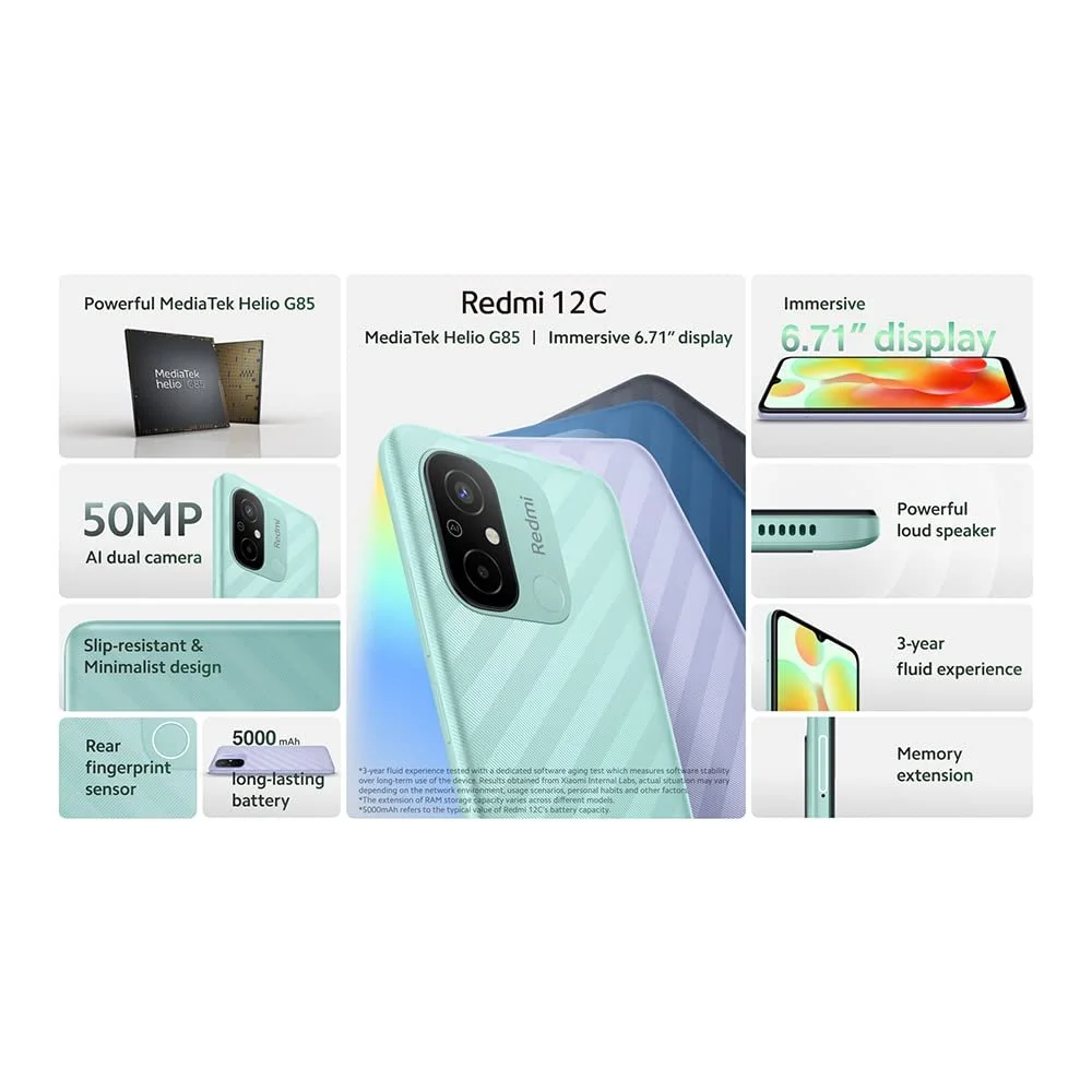 Смартфон Xiaomi Redmi 12C 6/128ГБ 6.71 дюйма 5000мАч 10Вт Graphite Grey, фото №4 Смартфон Xiaomi Redmi 12C 6/128ГБ 6.71 дюйма 5000мАч 10Вт Graphite Grey, фото №4