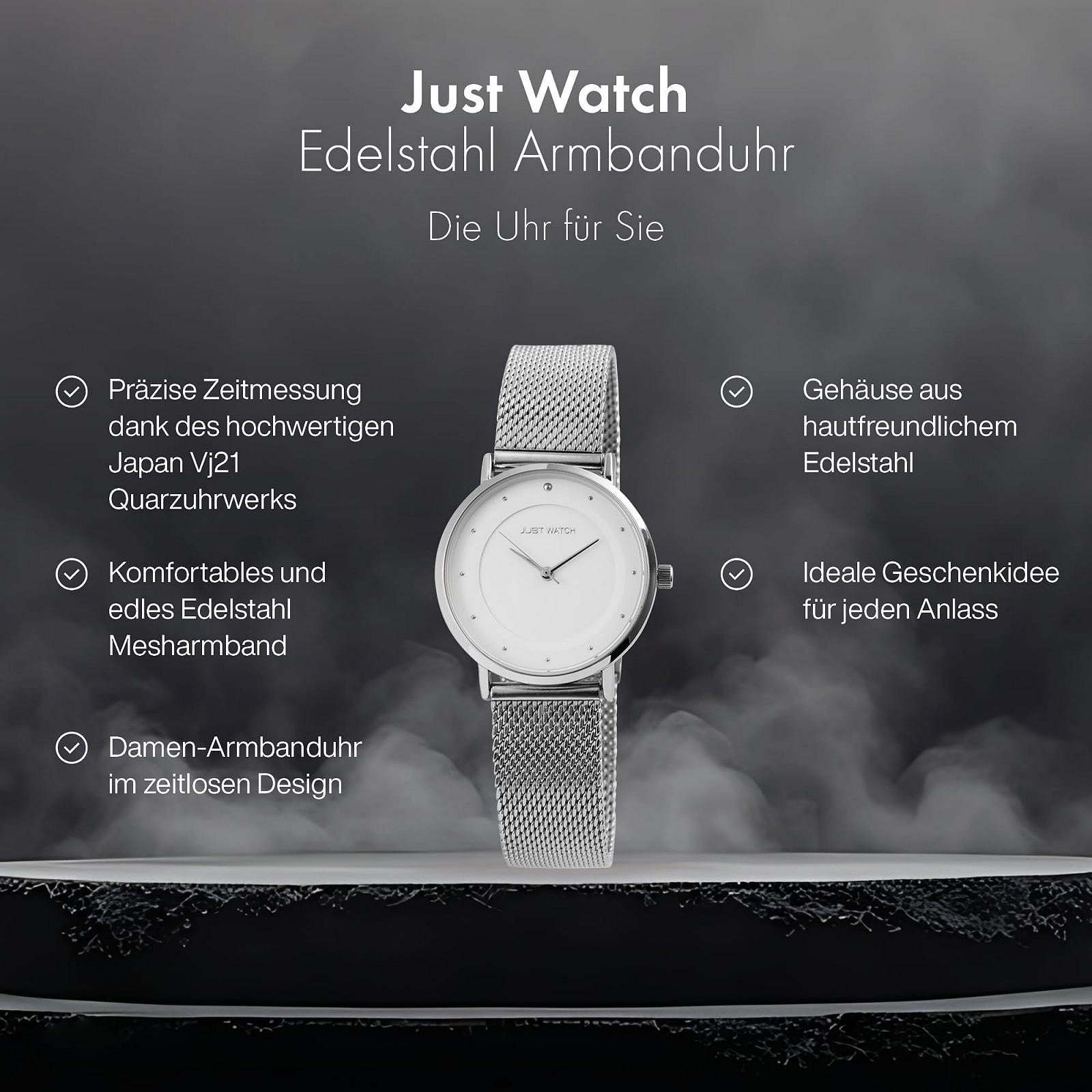 Женские часы JUST WATCH Virginia JW10073, нержавеющая сталь, сетчатый ремешок, элегантные, аналоговые, кварцевые, фото №2