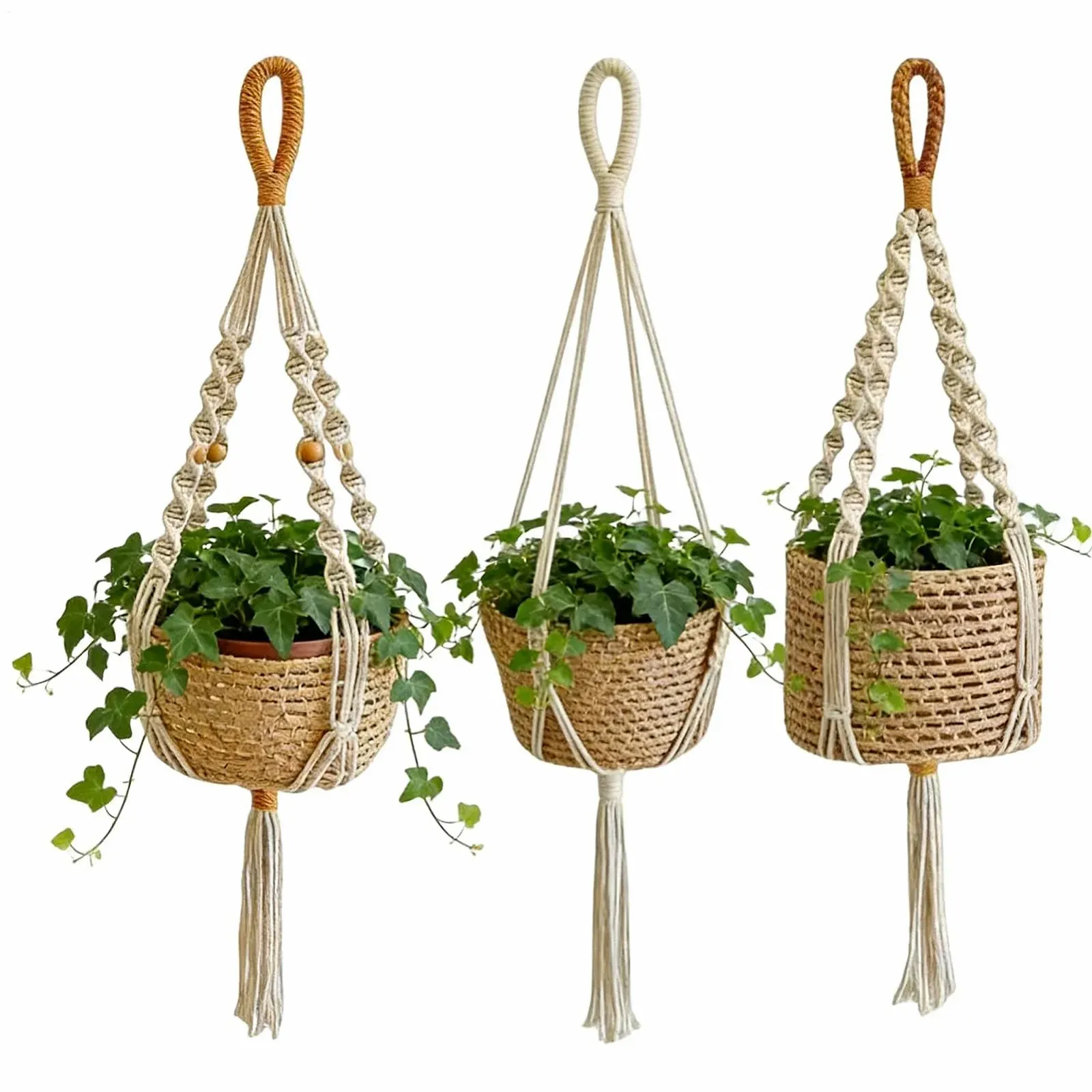 Підвіси для рослин Макраме Набір 3 шт., фото №1