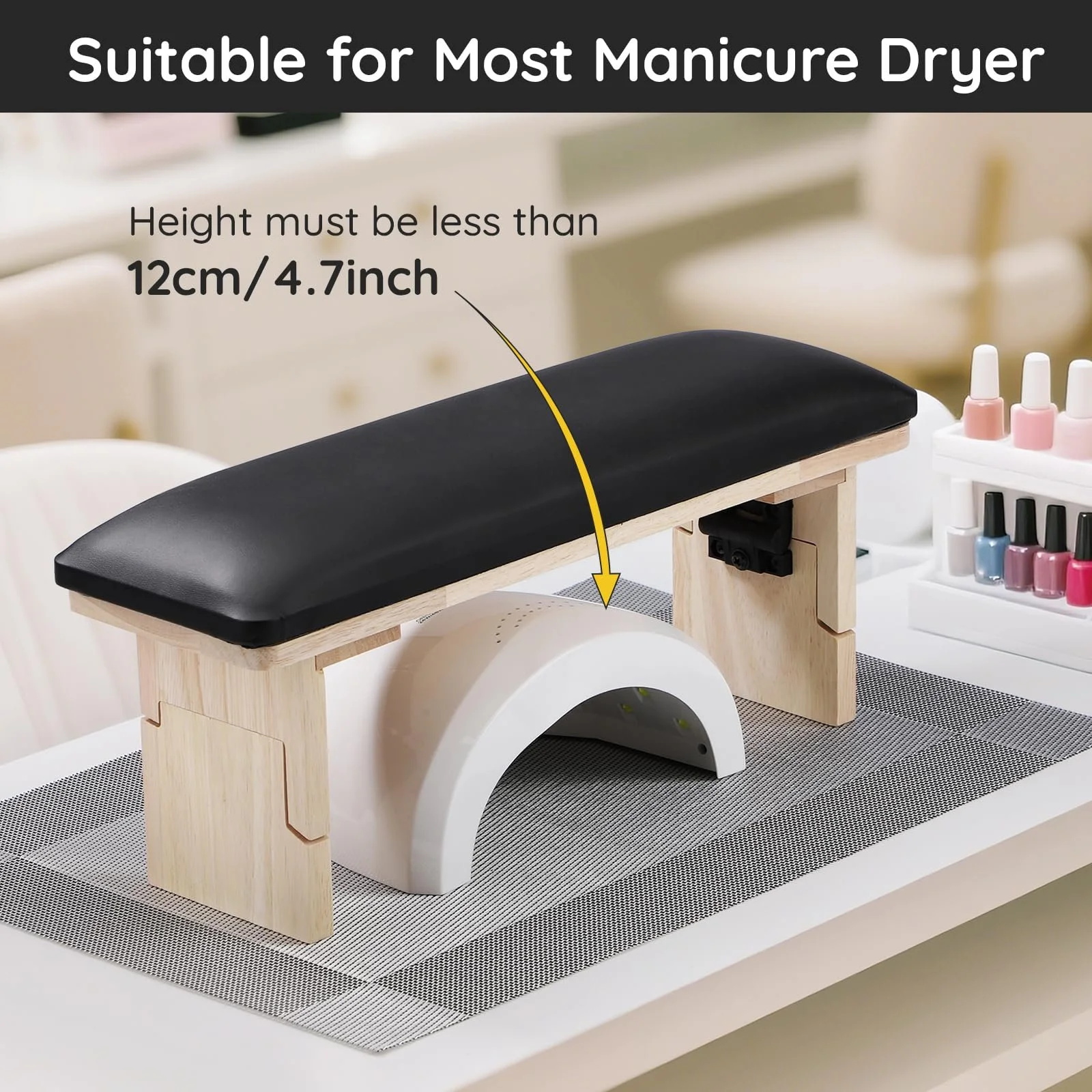 Подушка для рук Segbeauty для маникюра, складная и регулируемая, PU кожа, фото №3