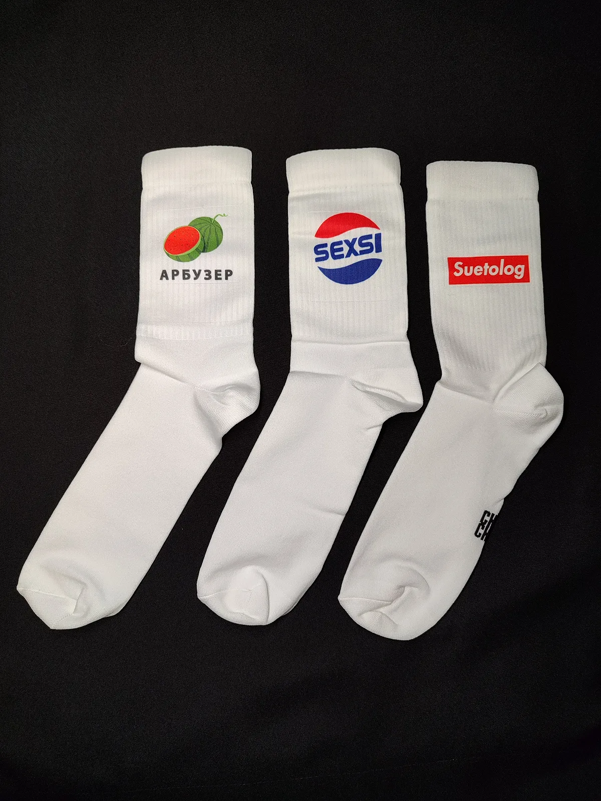 Бокс премиум носков приколов с принтами «Логотипы» 3 пары, фото №1