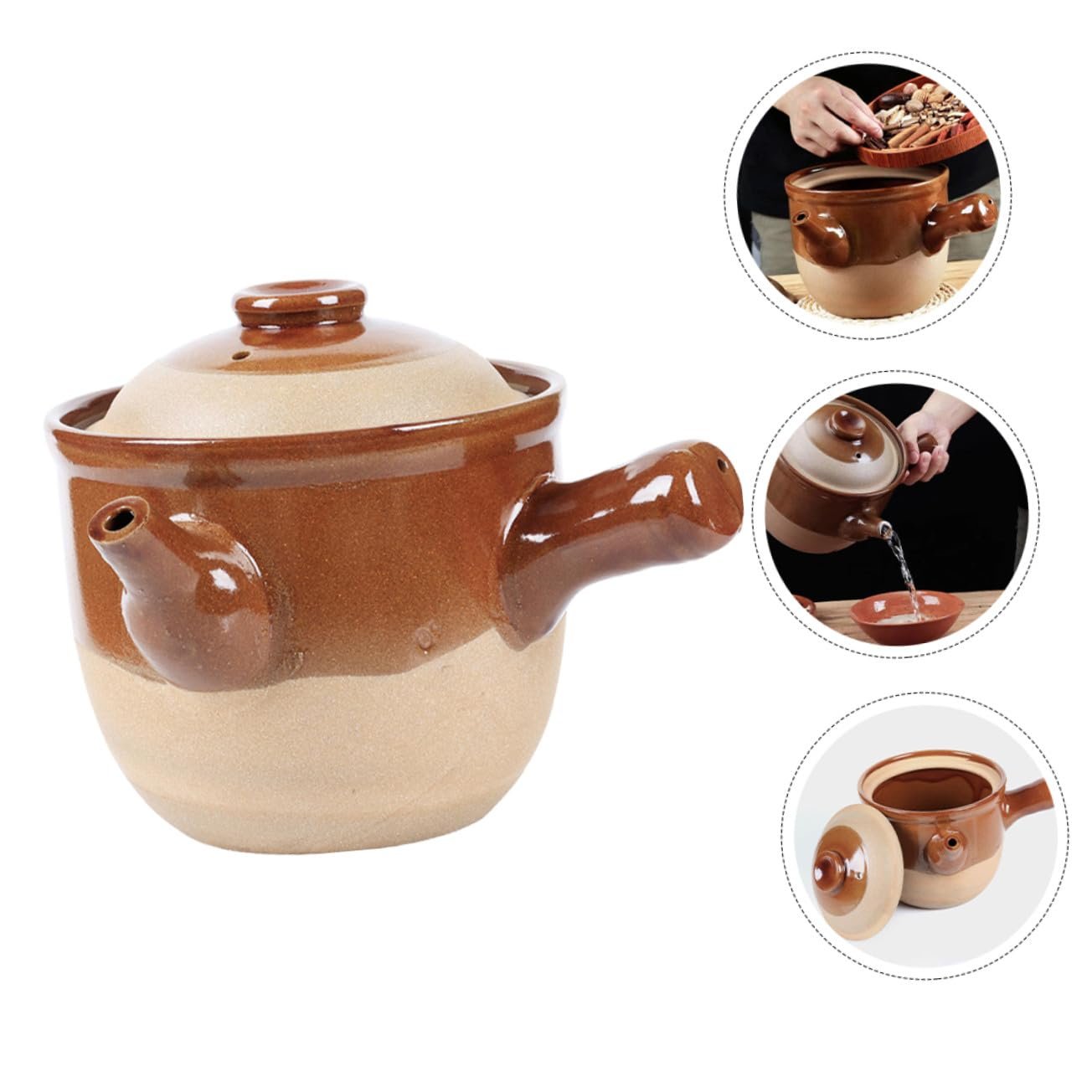 Ківш Small Chinese Clay Pot глиняний безшовний для приготування ліків, фото №3