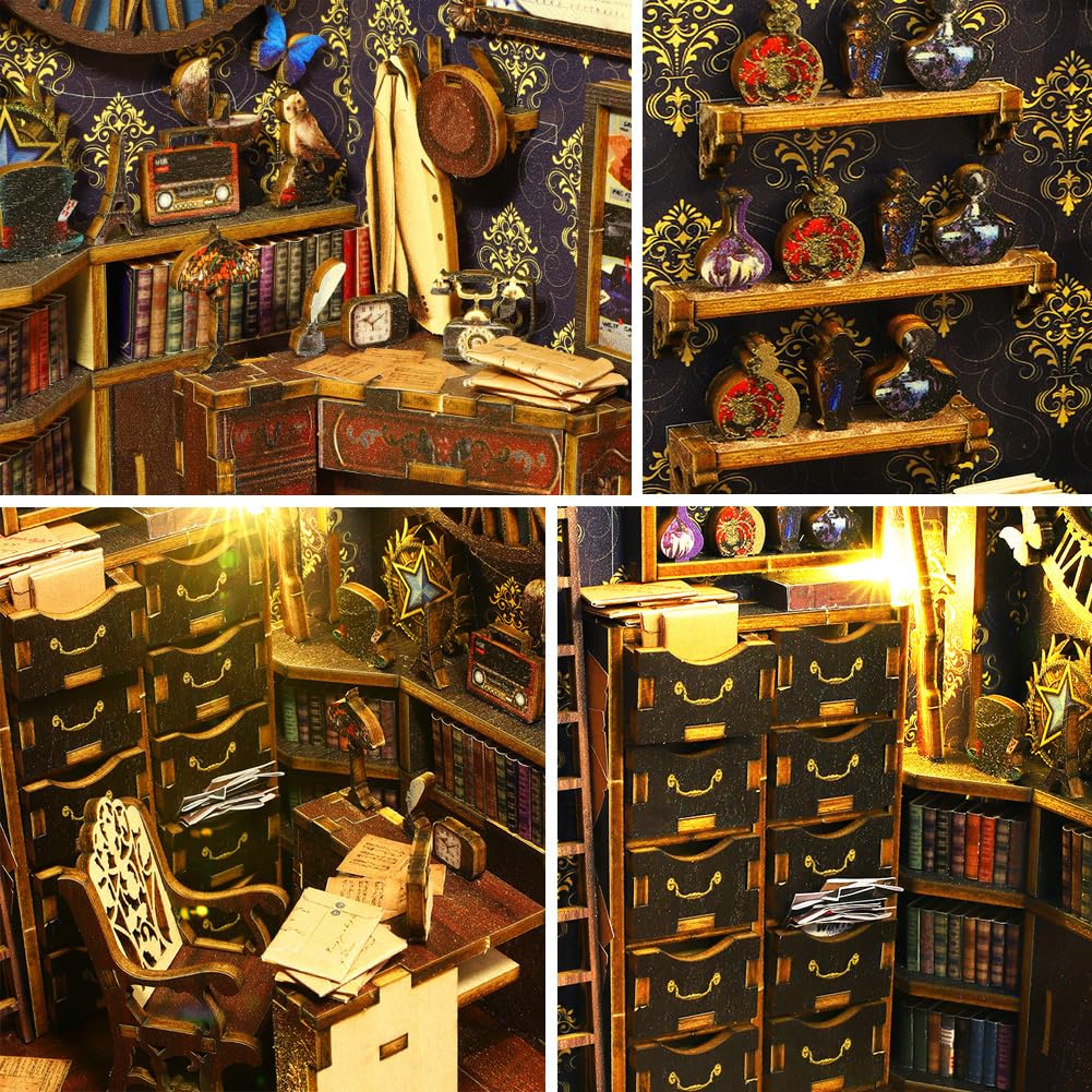 Конструктор HJBHDOLL DIY Book Nook Kit 3D деревянный кукольный дом с LED подсветкой для подростков и взрослых (Книга с музыкальной шкатулкой), фото №7 Конструктор HJBHDOLL DIY Book Nook Kit 3D деревянный кукольный дом с LED подсветкой для подростков и взрослых (Книга с музыкальной шкатулкой), фото №7