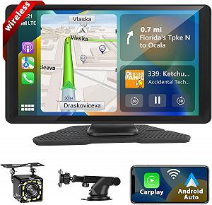 Автомагнітола Podofo / 9" / Сенсорна / Apple CarPlay / Android Auto / Bluetooth / WI-FI / GPS / USB / AUX / TF slot - Фото 1