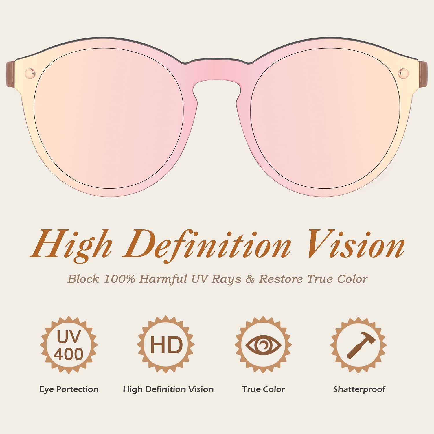 Сонцезахисні окуляри круглі великі дзеркальні GQUEEN UV400, фото №3