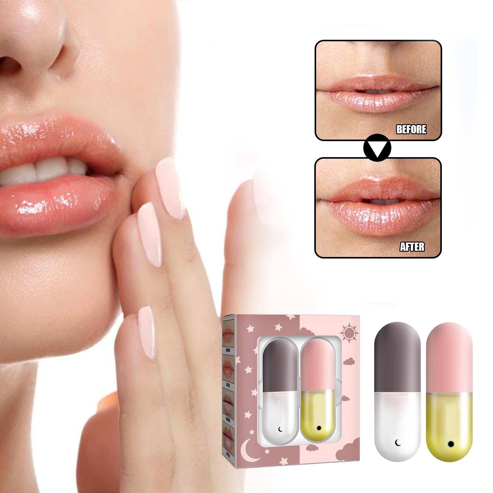 Набор для губ 2 шт. Lip Filler Natural Lip Filler Lip Gloss Lip Enhancer and Lip Care Serum Day & Night Cream, фото №5