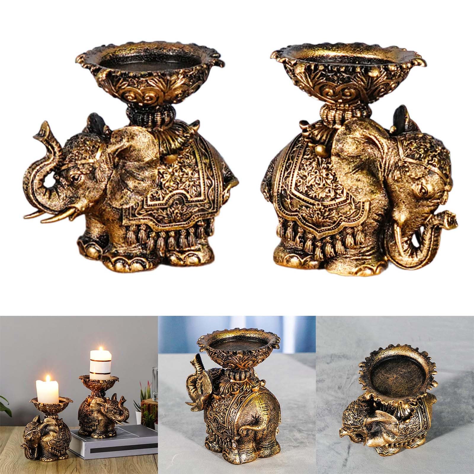 Набор Vintage Embossed Elephant Statue Подсвечники Antique Resin Слонята, фото №2