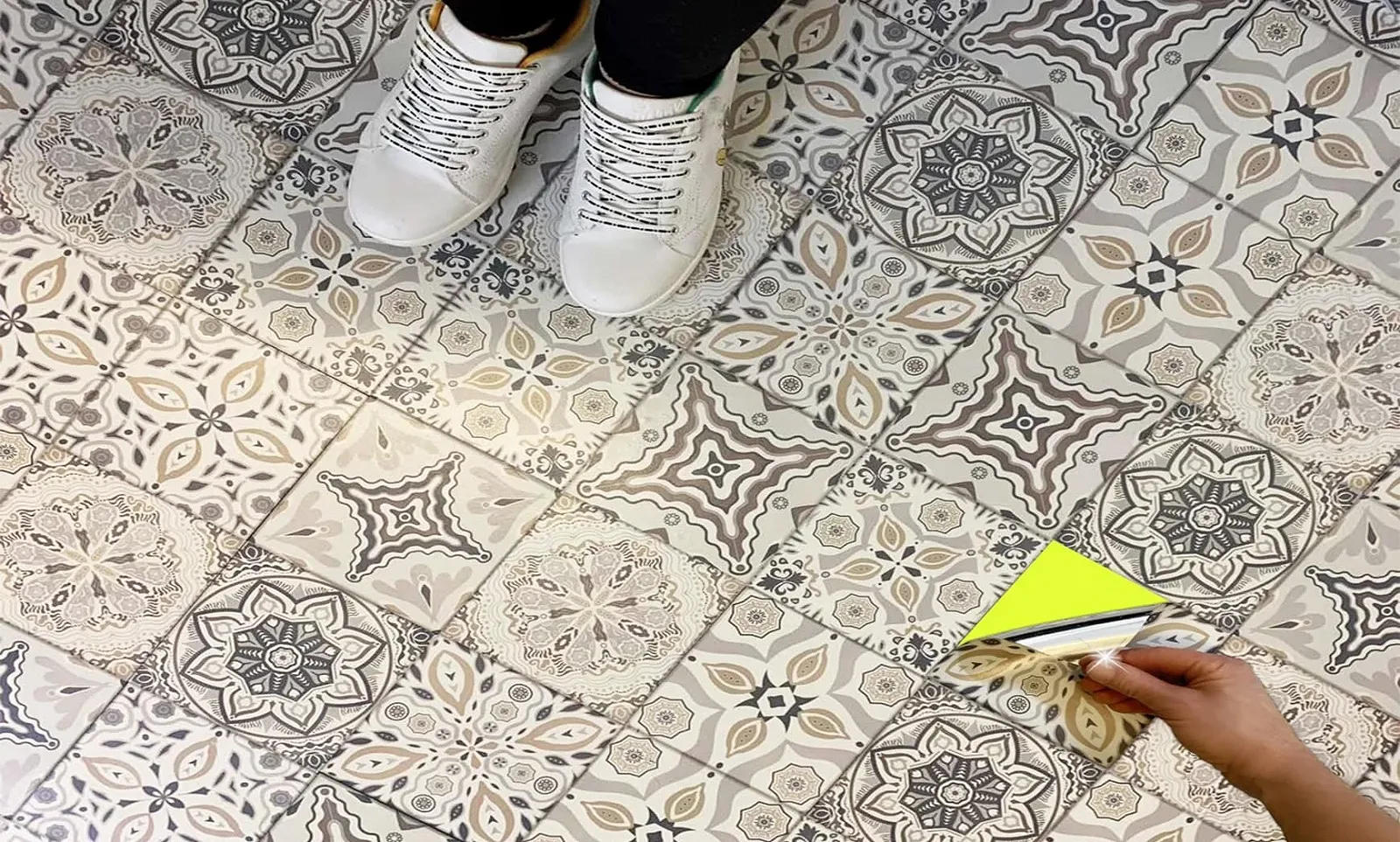 Наклейки на плитку Мозаїка 15 x 15 см 48 шт. Сіро-білий, фото №8 Наклейки на плитку Мозаїка 15 x 15 см 48 шт. Сіро-білий, фото №8