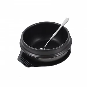 Кастрюля для бибимбапа керамическая термостойкая с подносом и ложкой - Фото 1