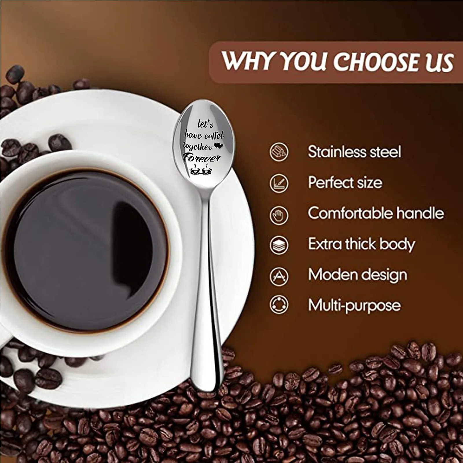 Набір з 6 гравірованих ложок, кавові ложки з гравіюванням, фото №3