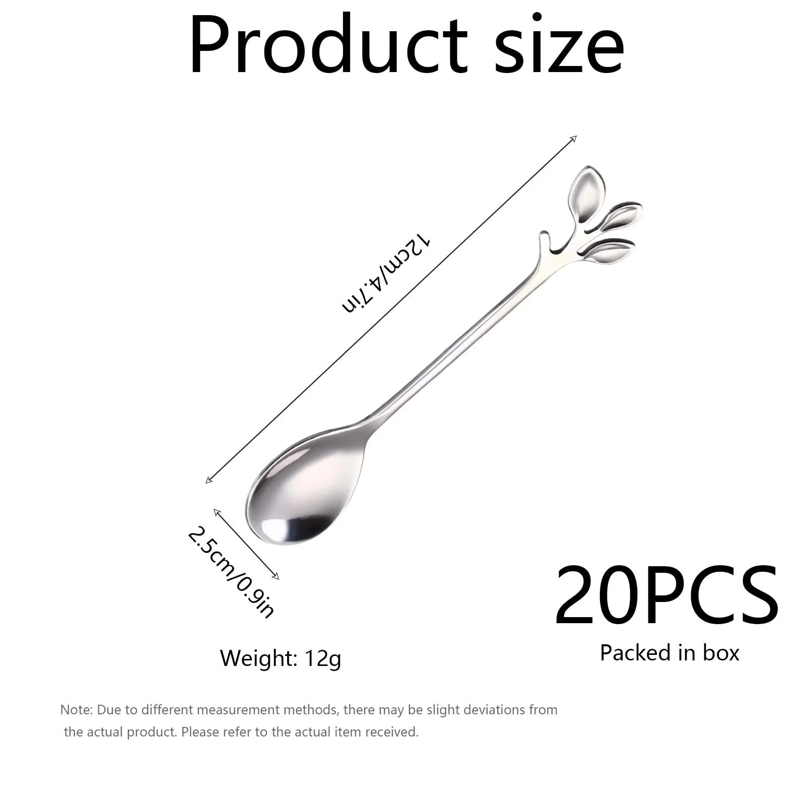 Ложка Кавова Лист з нержавіючої сталі Срібло Маленька, фото №2